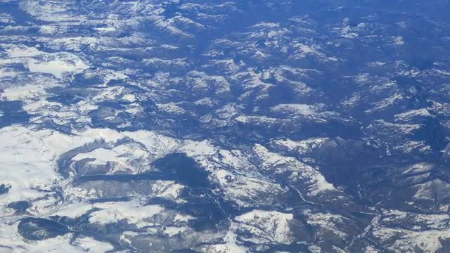 The mountains and lakes from the aircraft