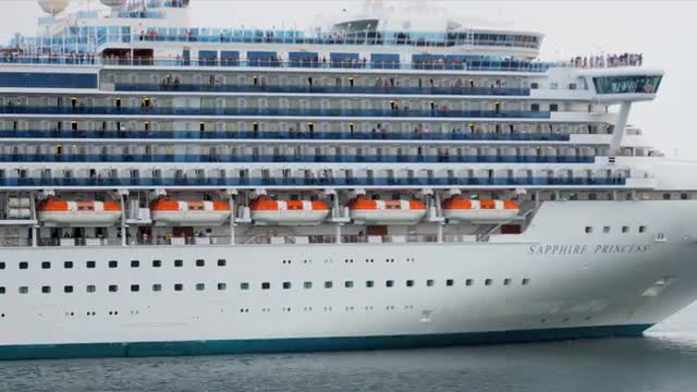 Time Lapse Luxury Cruise Ship Entering Harbor