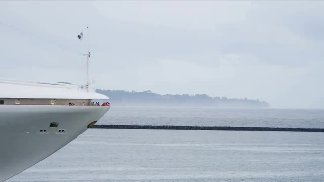 Luxury Cruise Ship Approaching Harbor