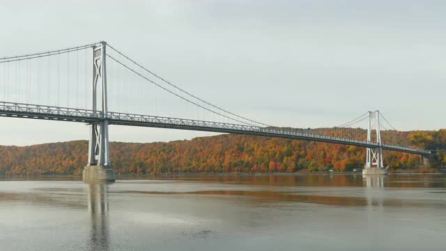 4K Mid-Hudson Bridge in Autumn Long Shot