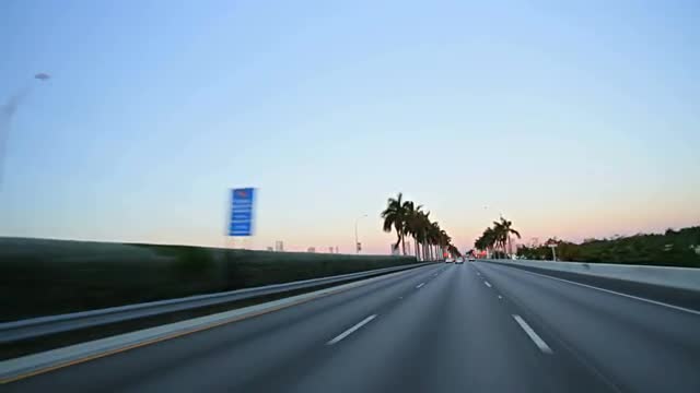 P.O.V. driving on MacArthur Causeway, Miami