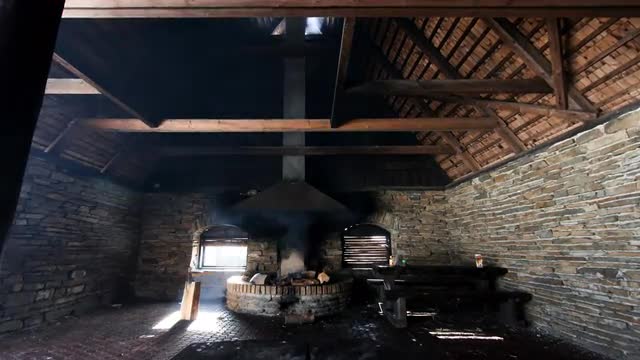 Hut and fire