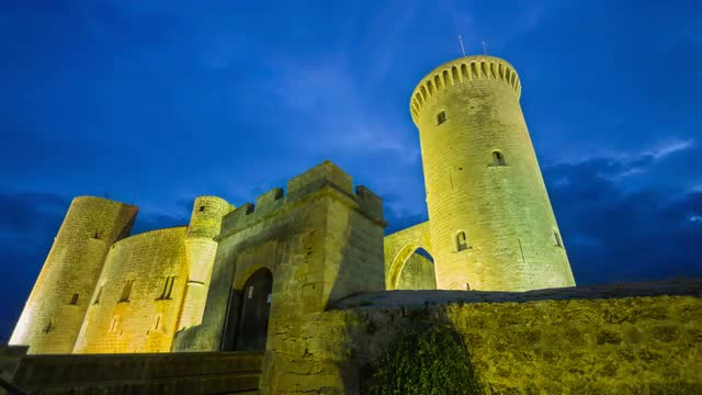 Stormy clouds over Bellver Castle Palma de Mallorca Spain