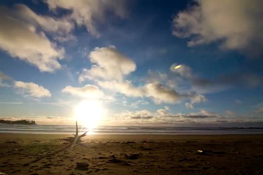 Ocean beach timelapse at sunset