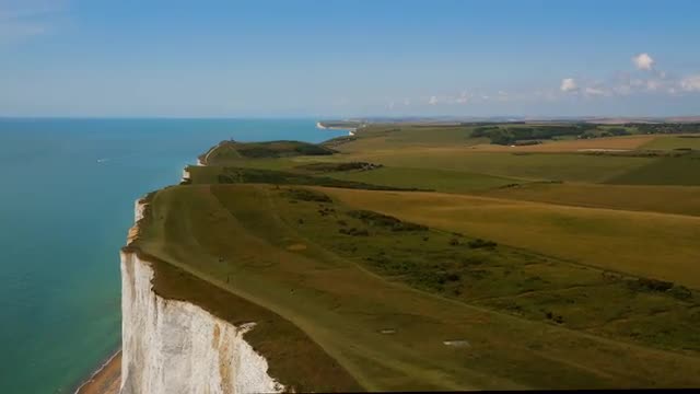 High rising aerial drone footage of Seven Sisters 