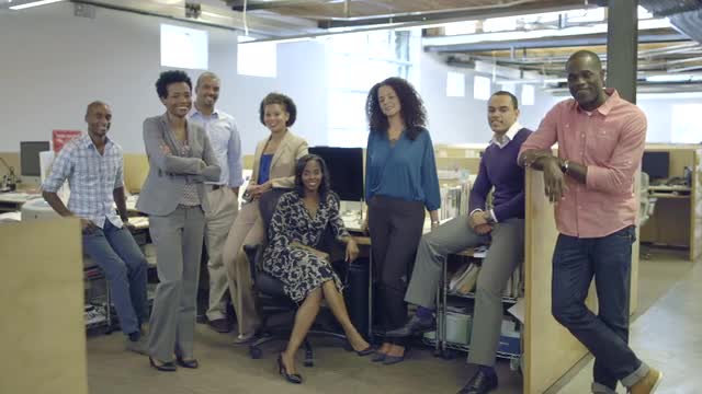 Business people smiling in office
