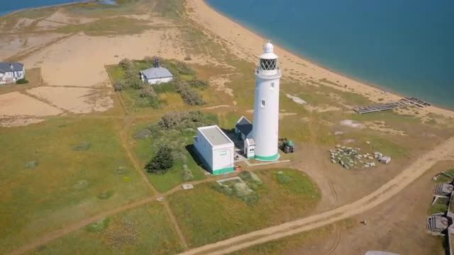 Hurst Castle and lighthouse, aerial footage filmed by drone