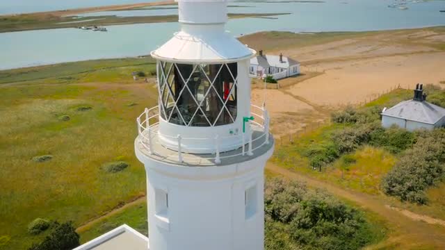 Hurst Castle and lighthouse, aerial footage filmed by drone