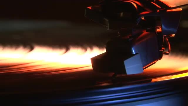 Record player. orange light