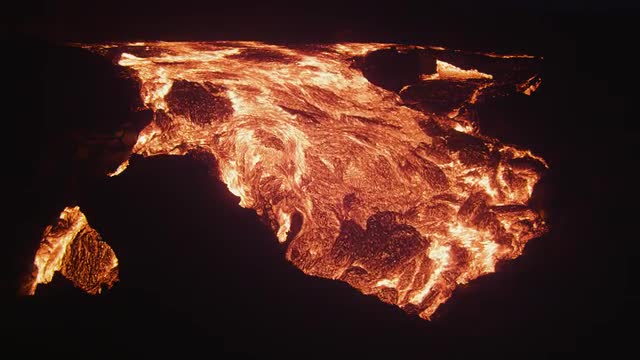 Lava flowing during the night