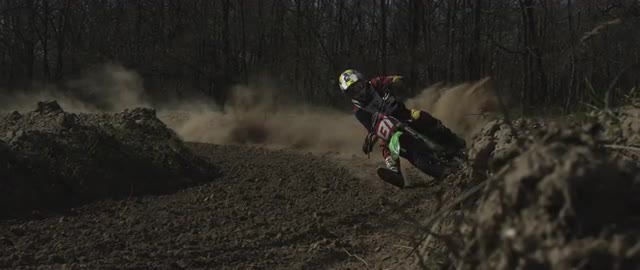Motocross racer going through corner