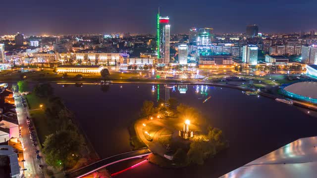 Night summer timelapse rooftop Minsk 4k