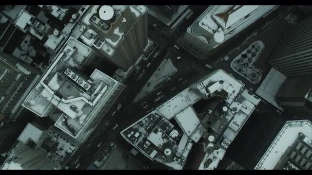 Straight Down shot manhattan buildings in winter