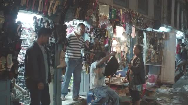 Street Crowd in a Nepalese Marketplace