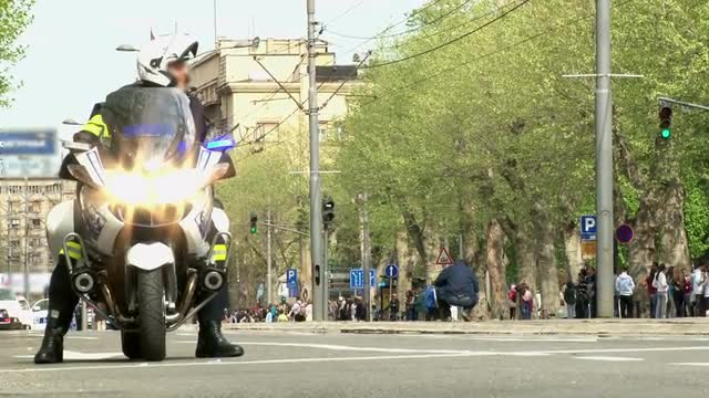 Policeman on a motorcycle 