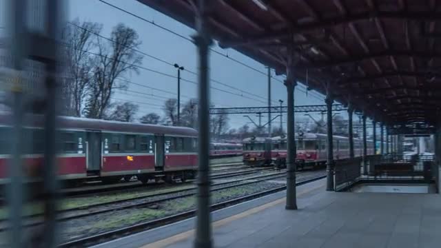 People on a Platform at Central Railway Station Opole Hyperlapse Titelapse 11.05 on the Watch Railwa