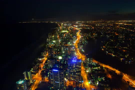 Cityscape night time-lapse - Surfers Paradise, Gold Coast, Queensland, Australia