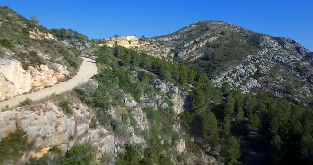 4K Aerial, Flight over an epic Andalusian landscape with wide angle view, Spain