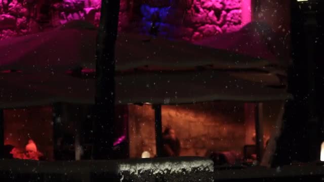 City center in winter night time