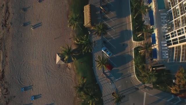 Aerial shot of beach boardwalk