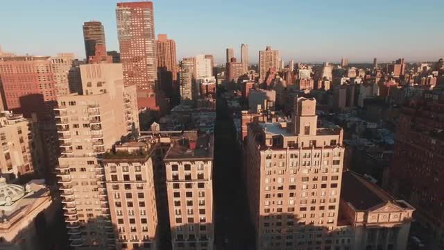 Aerial shot of highrise buildings, Manhattan, New York, United States