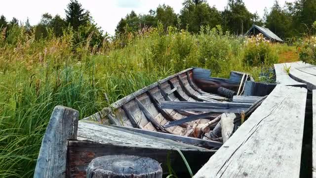 Obsolete Woden Vessel Boat Neas Pier at Lake Shore