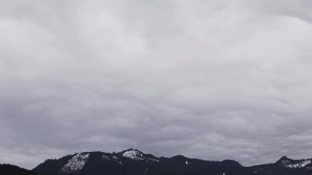 Mountain Landscape, Fluffy Overcast Clouds