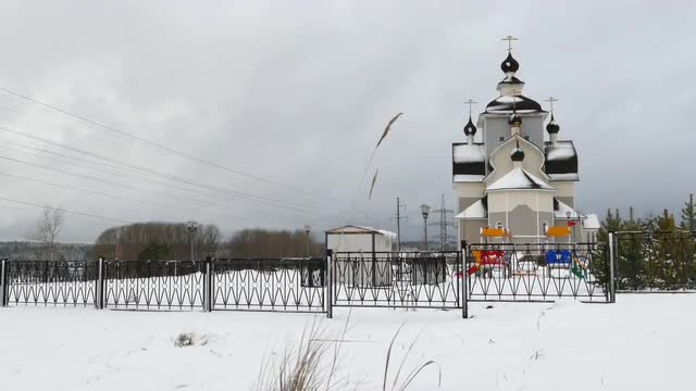 Orthodox Church in Kondopoga, Russia, Slider Shot