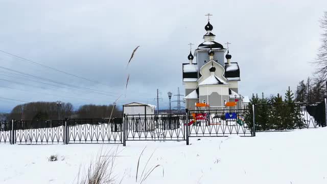 Orthodox Church in Kondopoga, Russia, Slider Shot