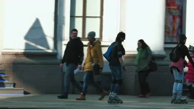 People Walk Along Nevsky Prospekt in St.petersburg, View From the Opposite Side