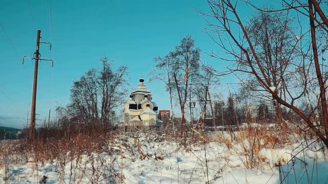 Orthodox Church in Winter Day, Kondopoga, Russia