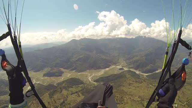 pov Paragliding in the sky Annapurna Pokhara, Nepal, Himalayas