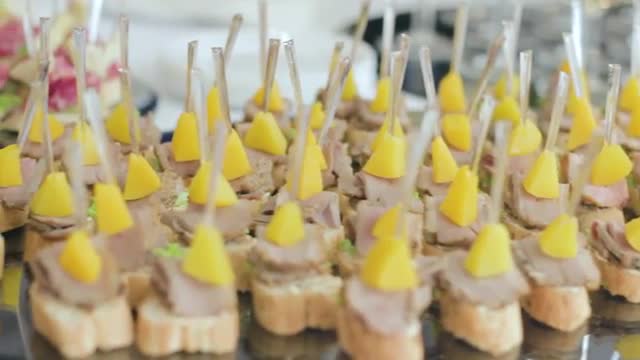 Various Snacks and Canapes in the Exclusive Restaurant. Banquet.