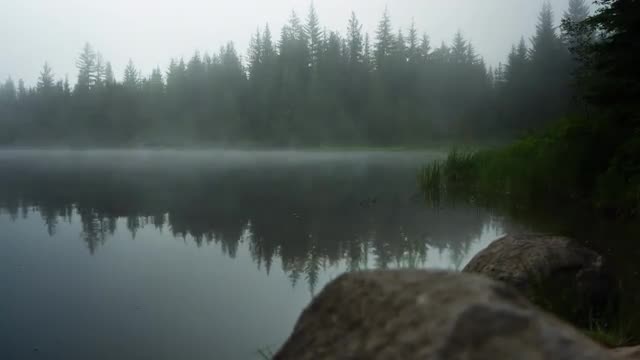 Motion Control Time-lapse Fog Dancing on Reflections in Trillium Lake