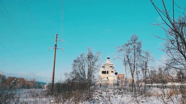 Orthodox Church in Winter Day, Kondopoga, Russia