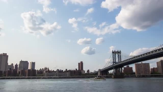 Pan From Brooklyn Bridge to Manhattan
