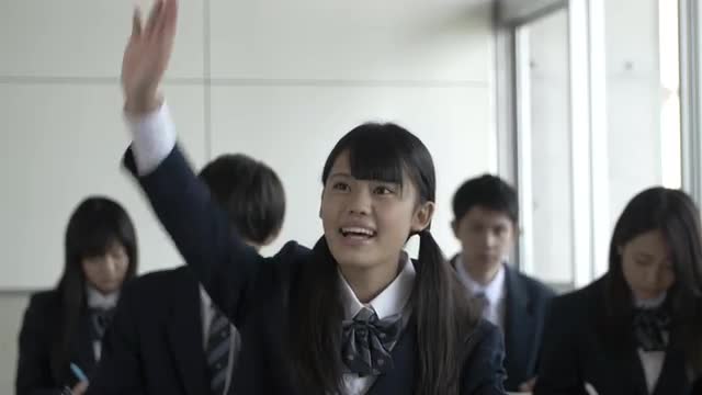 Japanese high-school students studying in the classroom