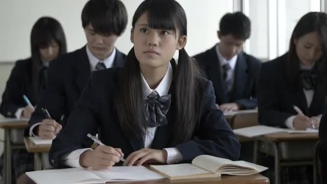Japanese high-school students studying in the classroom