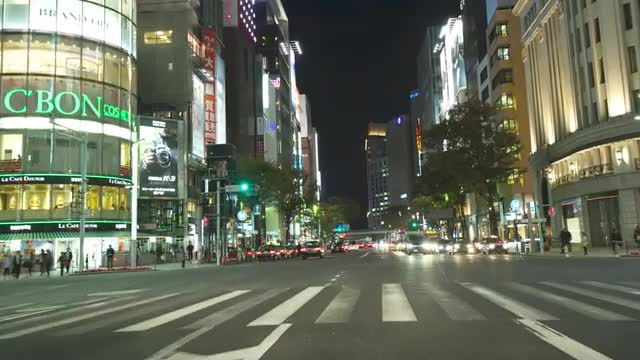 Time-lapse dash cam shot of car driving around Tokyo metropolitan area