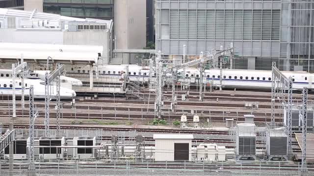Bullet trains at Tokyo station, Tokyo, Japan
