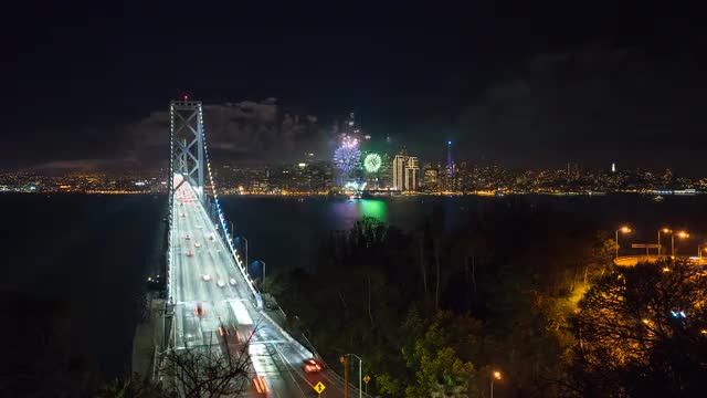 Fireworks San Francisco Treasure Island 4K Timelapse