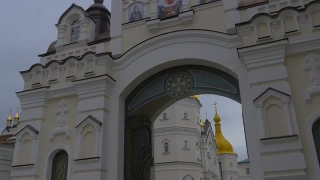 Gate Arch of a Transformation Cathedral Entrance Holy Dormition Pochiv Lavra Orthodox Monastery in P