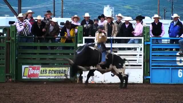 Shot of a bull rider competing at a rodeo in Utah