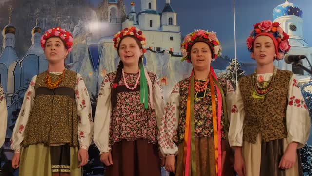 Cathedral Holy Mountains Lavra Female Chorus Performing Christmas Songs Together Without Instrumenta