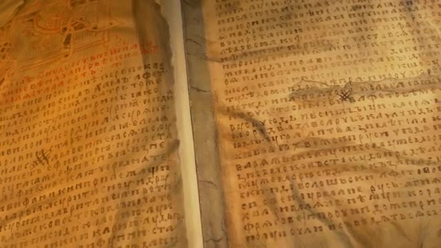 Ancient Book is Opening Picture Obsolete Lettes Tale of Bygone Years Primary Chronicle Eastern Slavs