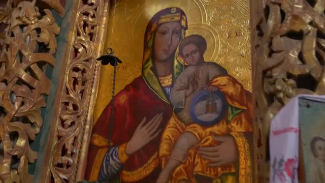 Church of Paraskeva Pirogovo Christmas Interior Carved Frames Icons With Embroidered Towels Images i