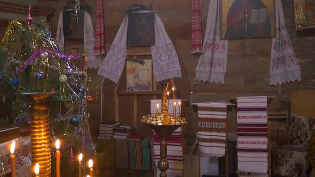 Burning Candles Church of Paraskeva Christmas Embroidered Towels Are Fixed at Teh Icons Pirogovo Int
