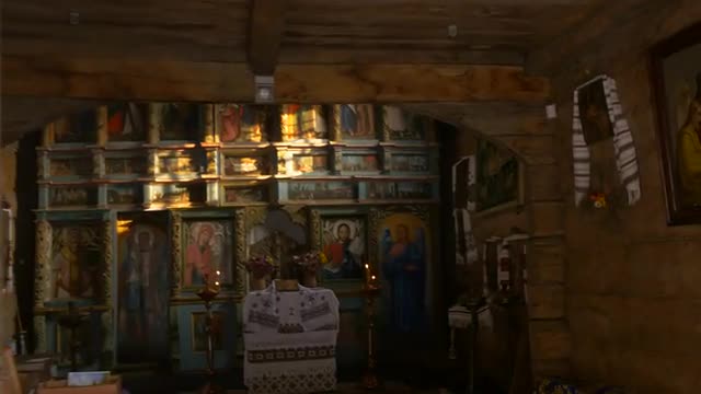 Church of the Michael the Archangel Christmas Holidays Snow on a Roof Entrance Icons Images in Ukrai