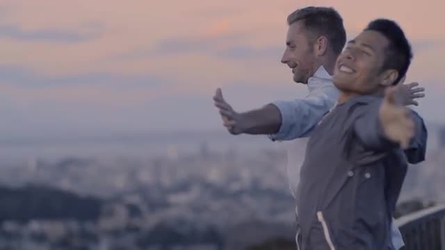 Gay Couple Spread Their Arms Wide, Enjoy The Breeze, Funny "Titanic" Moment 