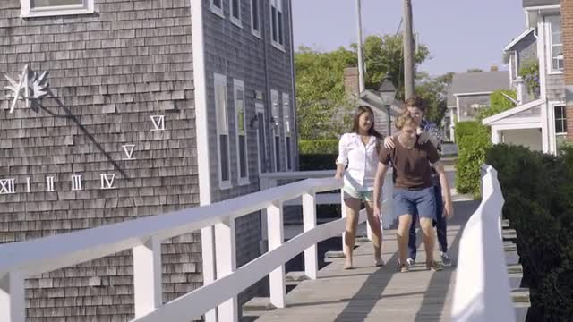 Multiethnic Teens Hang Out On Bridge, They Get Up, Guy Gives Girl Piggyback Ride, And They All Run T